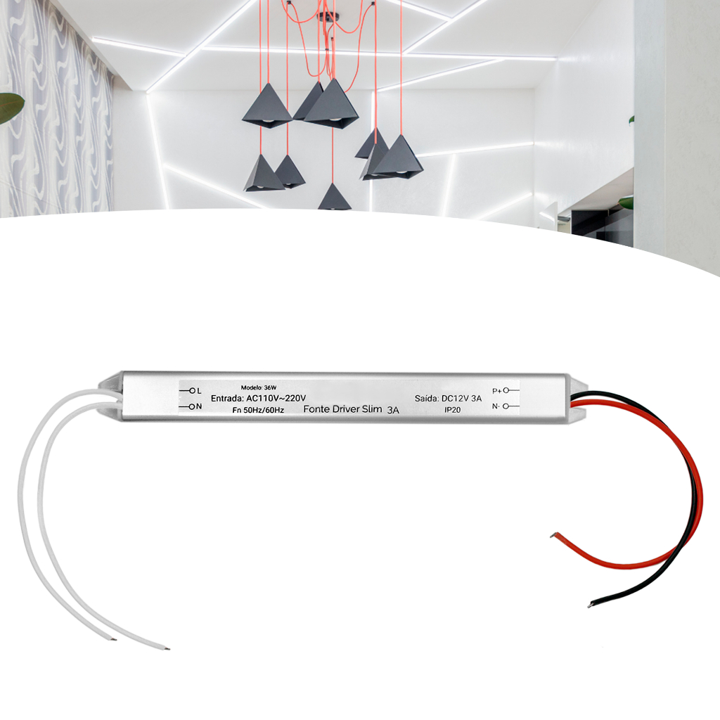 Fonte Para Perfil Fita De Led Slim Driver 12v 3a 36w em Oferta na Shopee