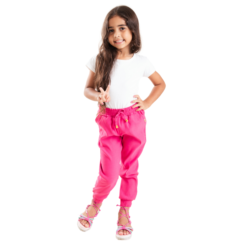 Calça Infantil Menina Jogger Bengaline 4, 6 e 8 anos Conforto e estilo