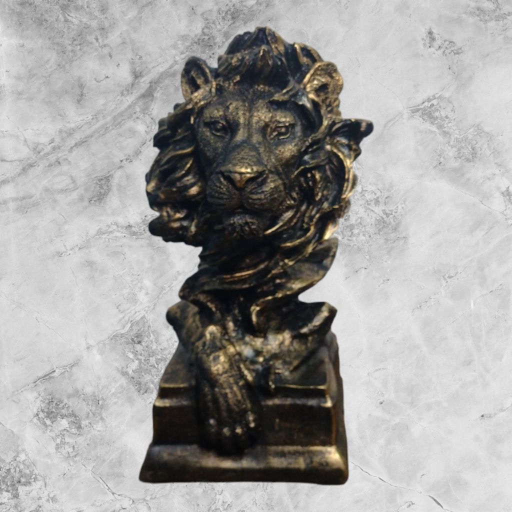 Estatueta Leão Na Base Em Busto Gesso Decoração Rack Casa Lar Enfeite em Oferta na Shopee