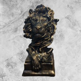Estatueta Leão Na Base Em Busto Gesso Decoração Rack Casa Lar Enfeite em Oferta na Shopee