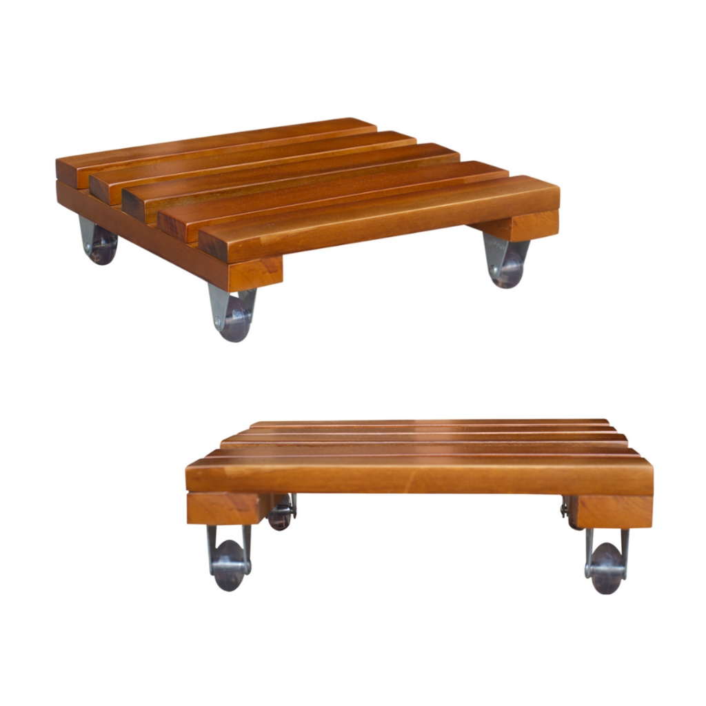 Suporte De Vaso Com Rodas 20cm 25cm 30cm Quadrado Madeira Tratada Multiuso - Promoção