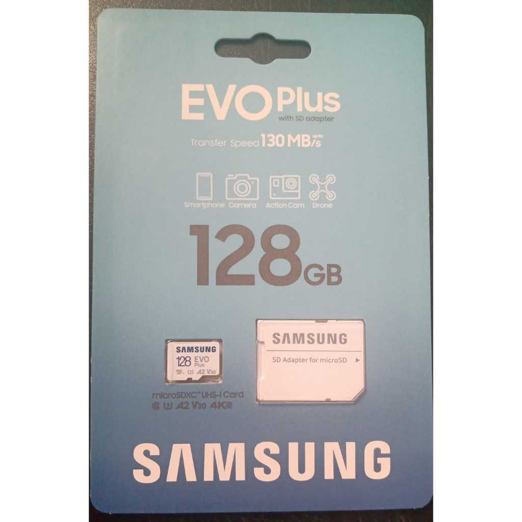 Cartão de Memória Samsung EVO Plus 128GB Branco.