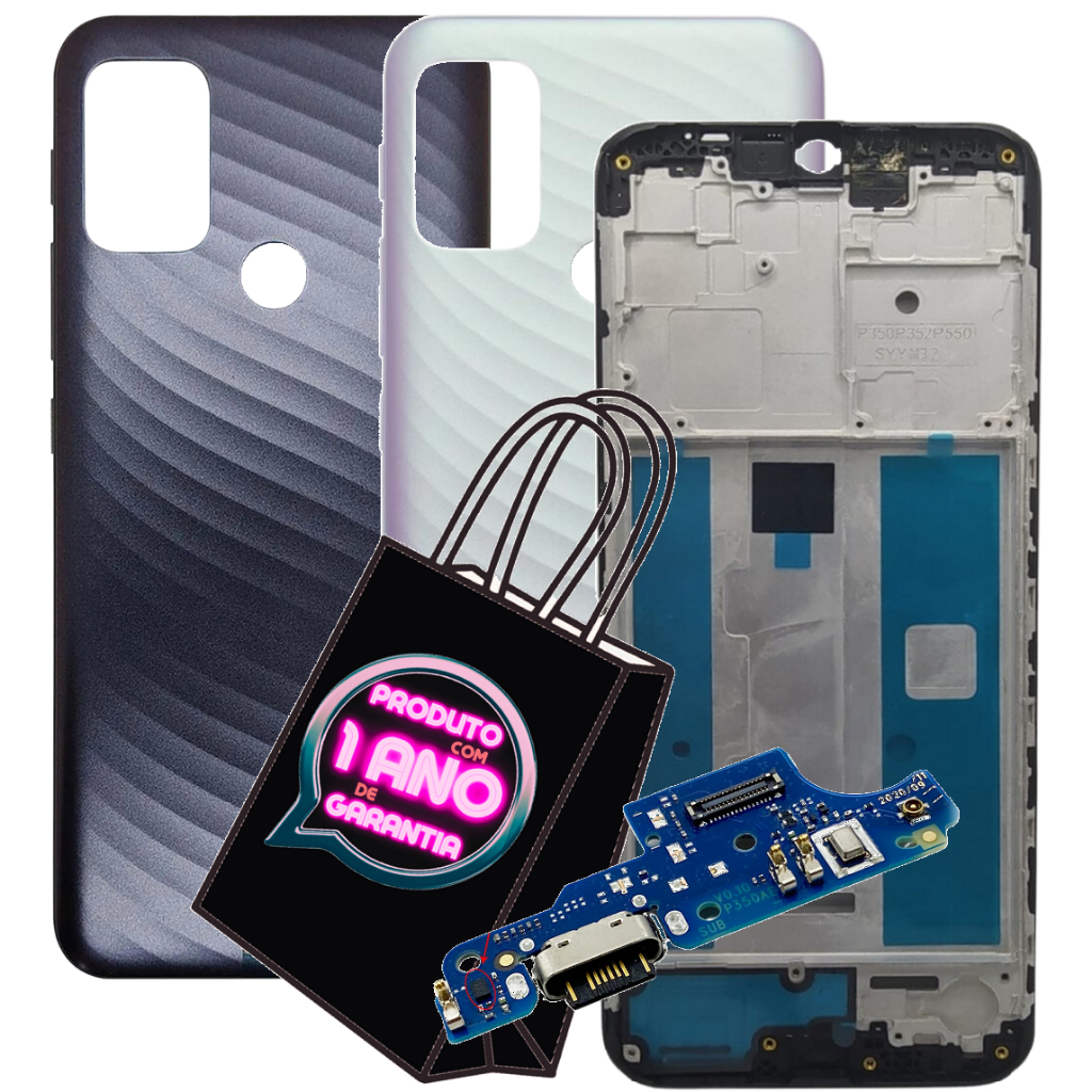 Carcaça Aro Chassis + Com Tampa Compatível Moto G10 XT2127 + Botões + Conector de Carga!