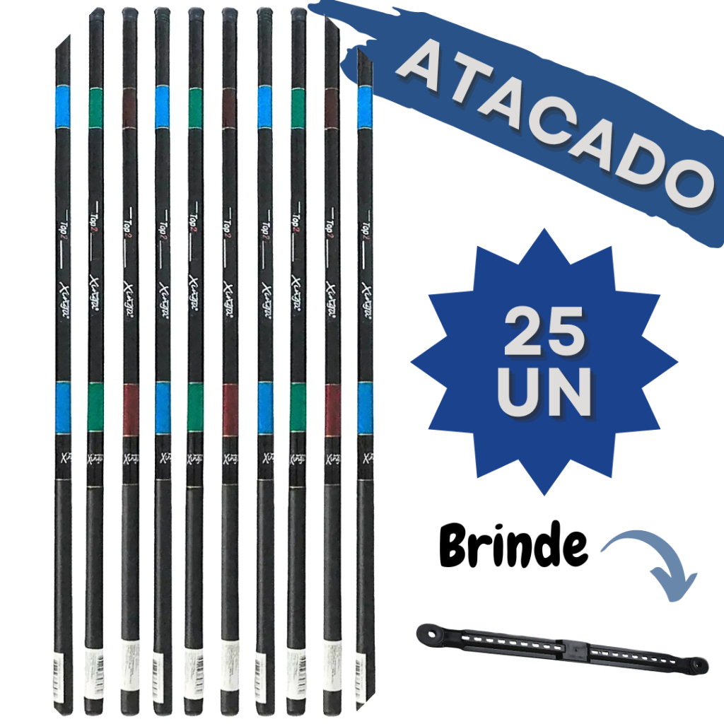 Kit Pesca 25 Varas Telescópicas 1,80m Atacado Revenda Capa Enrolador de Linha Fibra Vidro Tilapia