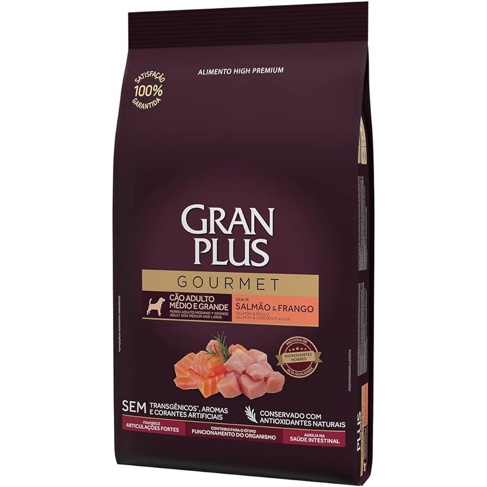 Ração Gran Plus Gourmet Cães Ad. Raça Méd/Gra Salmão 10,1kg