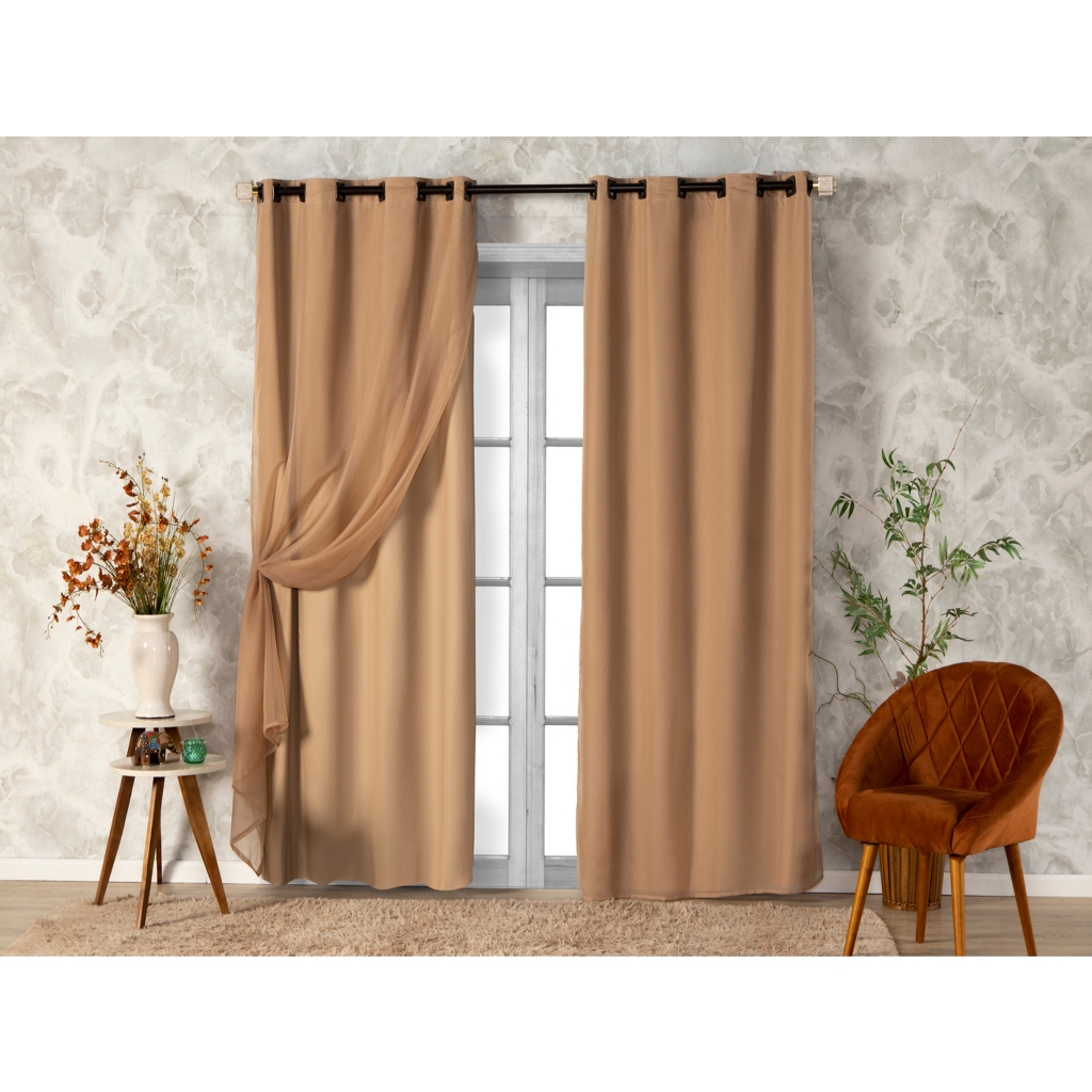 Cortina Blackout PVC com Tecido Voil 2,80 m largura x 2,30 m altura- M2