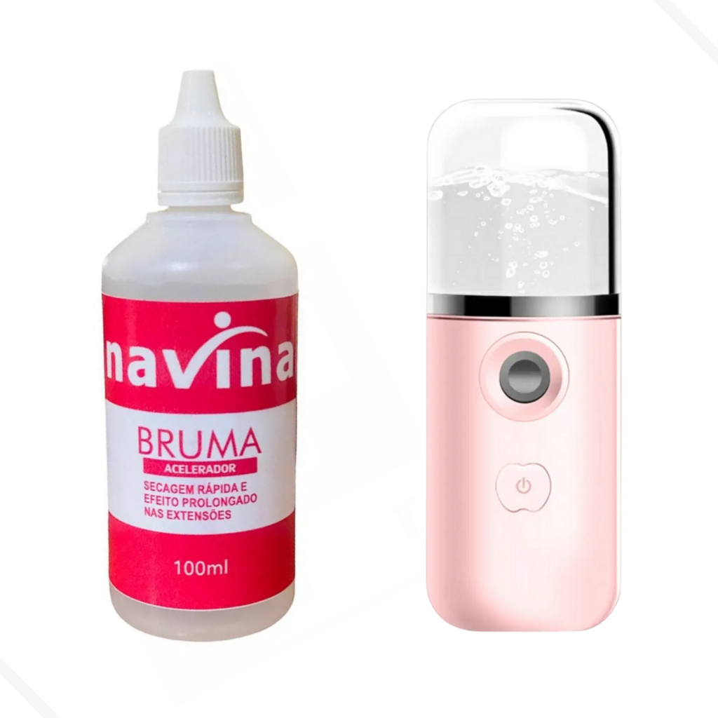 Nano Vaporizador + Bruma Navina Aceleradora 100ml Para Alongamento Extensão de Cílios