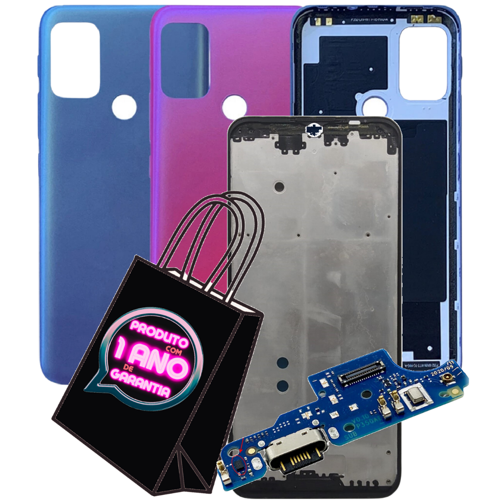 Carcaça Aro Chassis + Com Tampa Compatível Moto G20 XT2128 + Botões + Conector de Carga!