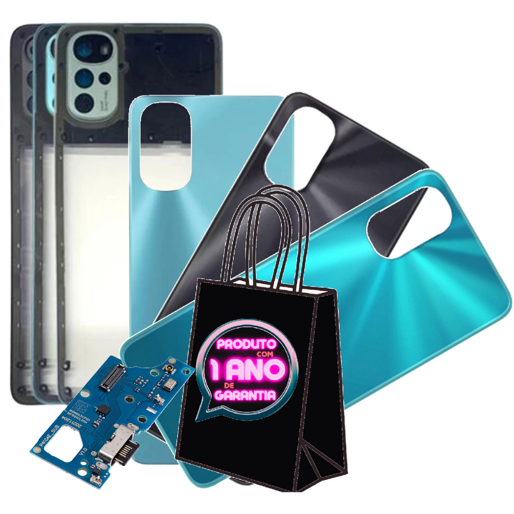 Carcaça Aro Chassis + Com Tampa Compatível Moto G22 XT2231 + Botões + Conector de Carga!