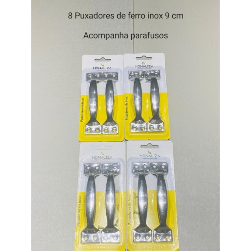 Kit 2 puxadores de inox pequeno com 9 cm acompanha parafusos