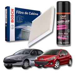Filtro De Cabine Ar Condicionado Bosch Peugeot 206 207 + Spray Higienizador