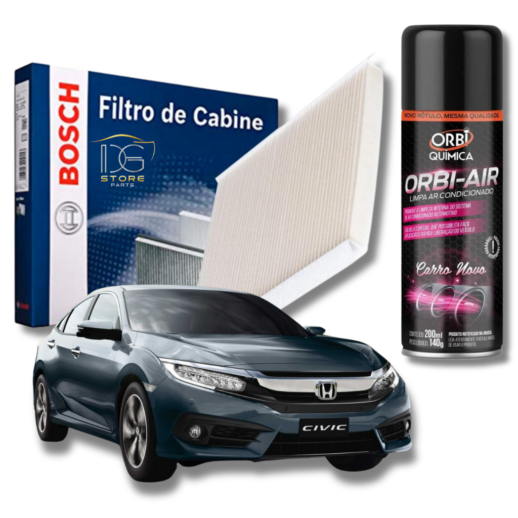 Filtro De Cabine Ar Condicionado Bosch Honda Civic G10 2016 em Diante Com Spray Higienizador - Spare Parts and Accessories for Vehicles