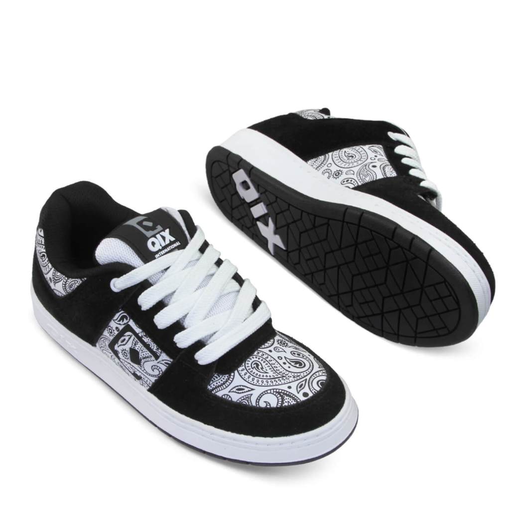 Detalhes do Tênis Qix 90's OG Original Masculino Feminino Skate Preto Branco Estampado Confortável