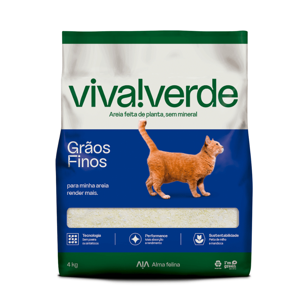 Areia Higiênica Biodegradável Viva Verde para Gatos - Grãos Finos - 4kg em Oferta na Shopee