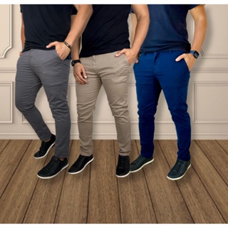 KIT 3 Calças SARJA Masculina Casual Sport Fino Lycra Slim em Oferta na Shopee