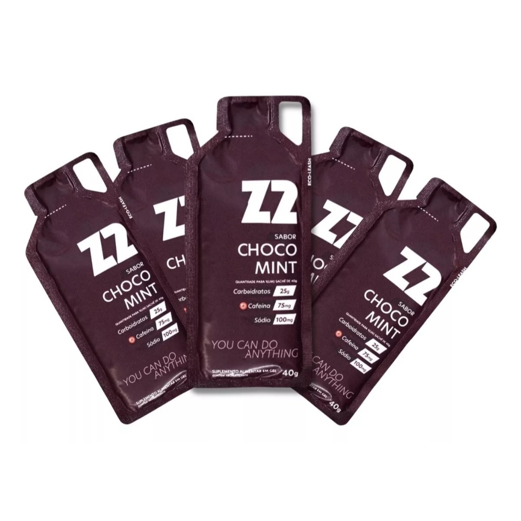 Kit c/ 5 Sachês Energy Gel Z2 Choco Mint 75mg Cafeína