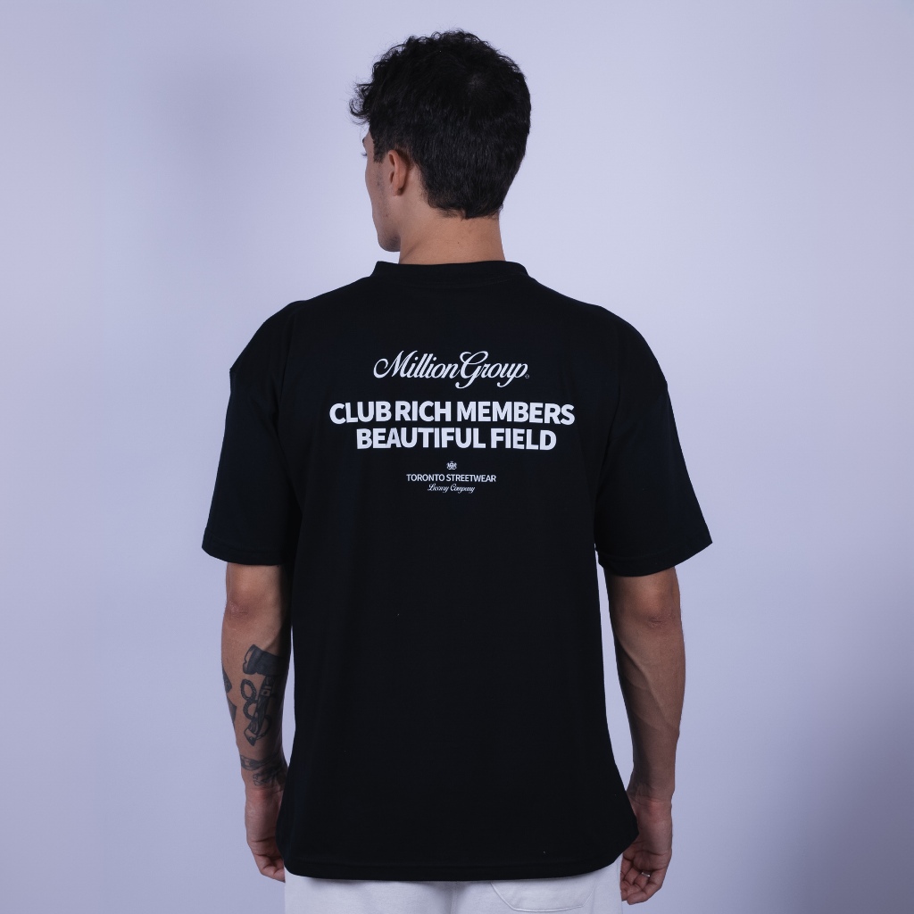 Camiseta OVERSIZED estampada blusa camisa Streetwear em algodão 30.1 modelo Million group Preta Premium OVERSIZED