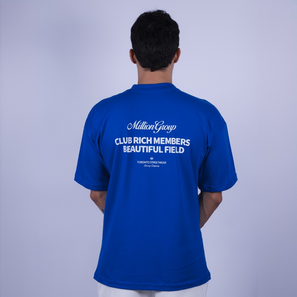 Camiseta OVERSIZED estampada Azul blusa camisa Streetwear em algodão 30.1 modelo Million Group Azul Premium OVERSIZED