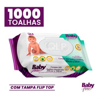 Kit 5pct ou 10pct com 100un Cada Lenço Umedecido Toalha BABY FREE em Oferta na Shopee