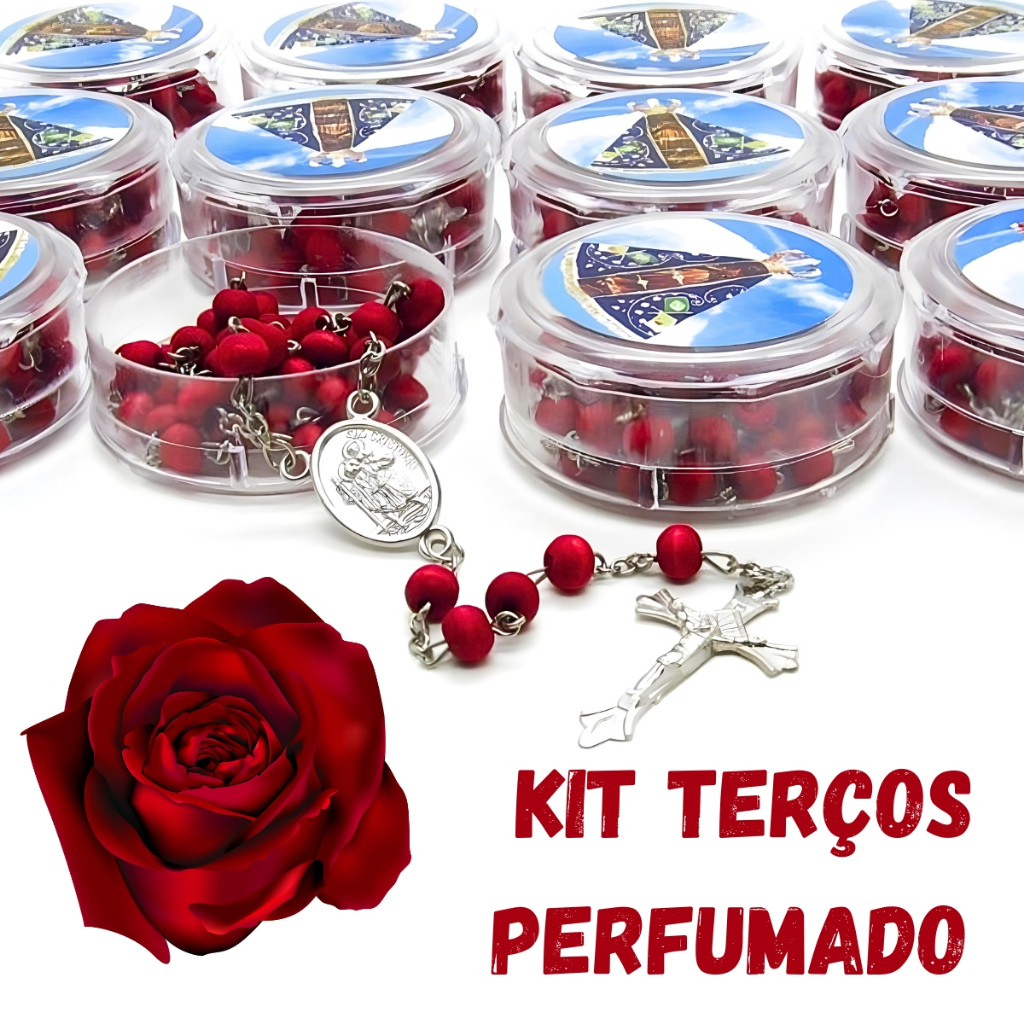 Terço Perfumado Rosas Nossa Senhora Aparecida em Oferta na Shopee