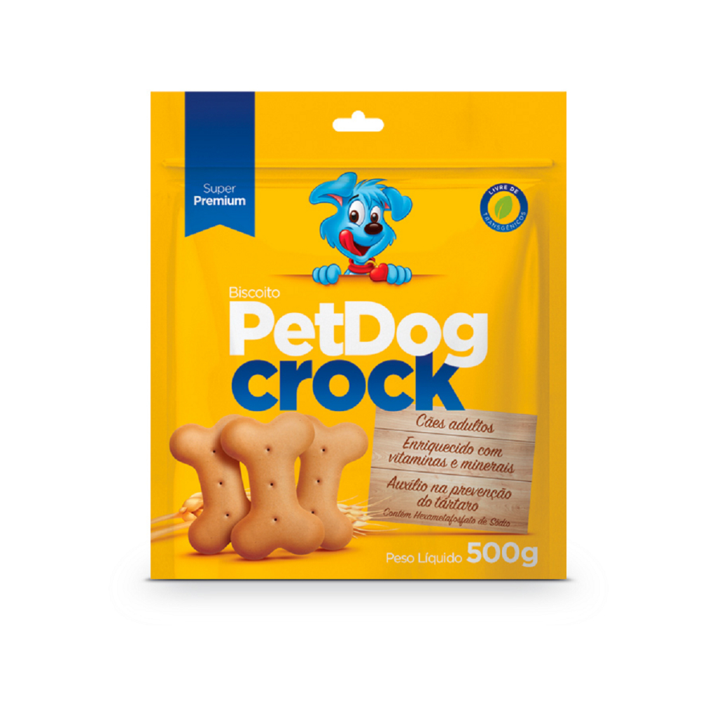 Biscoito Pet Dog Crock Tradicional para Cães 500g Ideal Para Pelagem E Alimentação do seu Pet