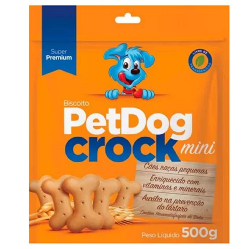 Biscoito Pet Dog Crock Mini Cães Raças Pequenas 500 Gramas Ideal para Alimentação do seu Pet