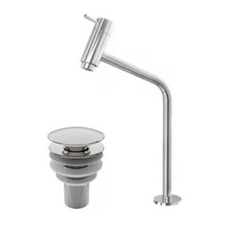 Torneira Alta Cromada Para Cuba de Apoio, Kit Para Banheiro, Torneira + Valvula Clic Abs Cromada em Oferta na Shopee