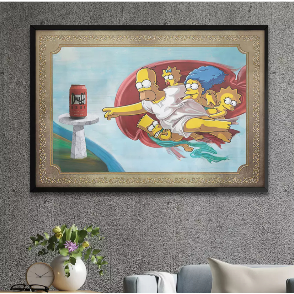 Quadro Decorativo Arte Simpsons Duff Beer decoração elegante e humorística para ambientes modernos
