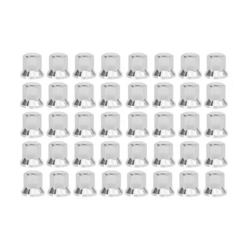 Kit 40 Capa Da Porca Sextavada Lisa Cromada Caminhao Roda 24mm 27mm 30mm 32mm 33mm