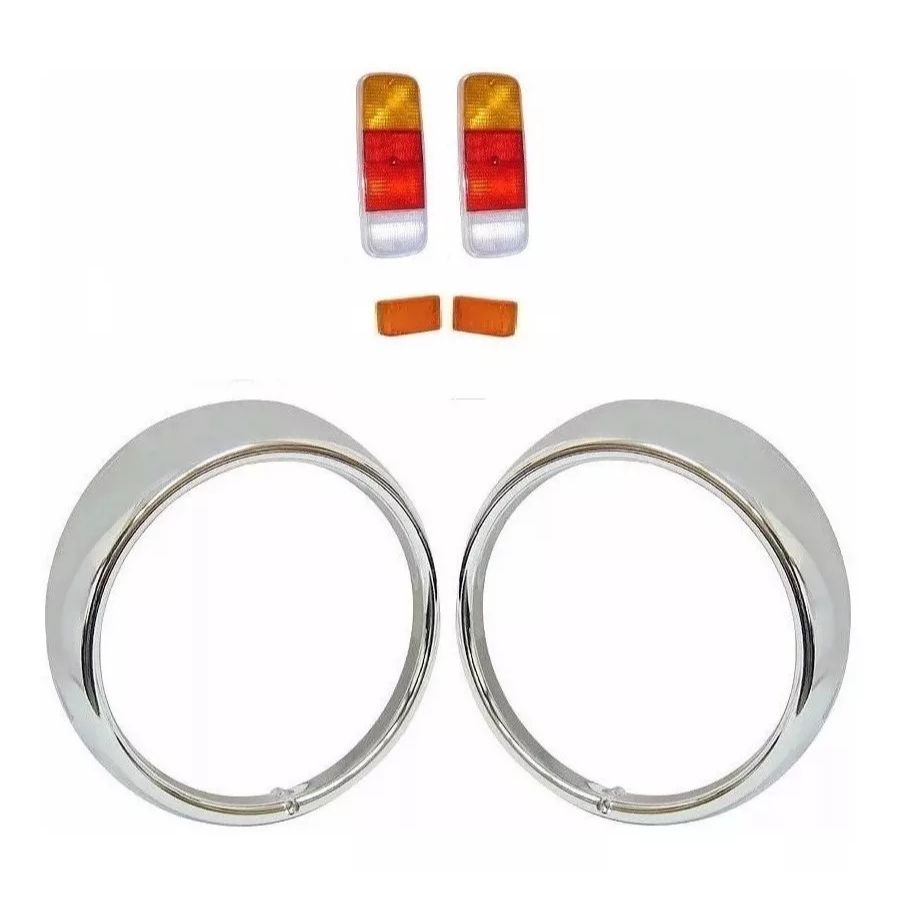 Kit Par Lente Lanterna Tras. Tricolor Par Lente Pisca Ambar Par Aro Cromado Farol Kombi 76 em Diante em Oferta na Shopee