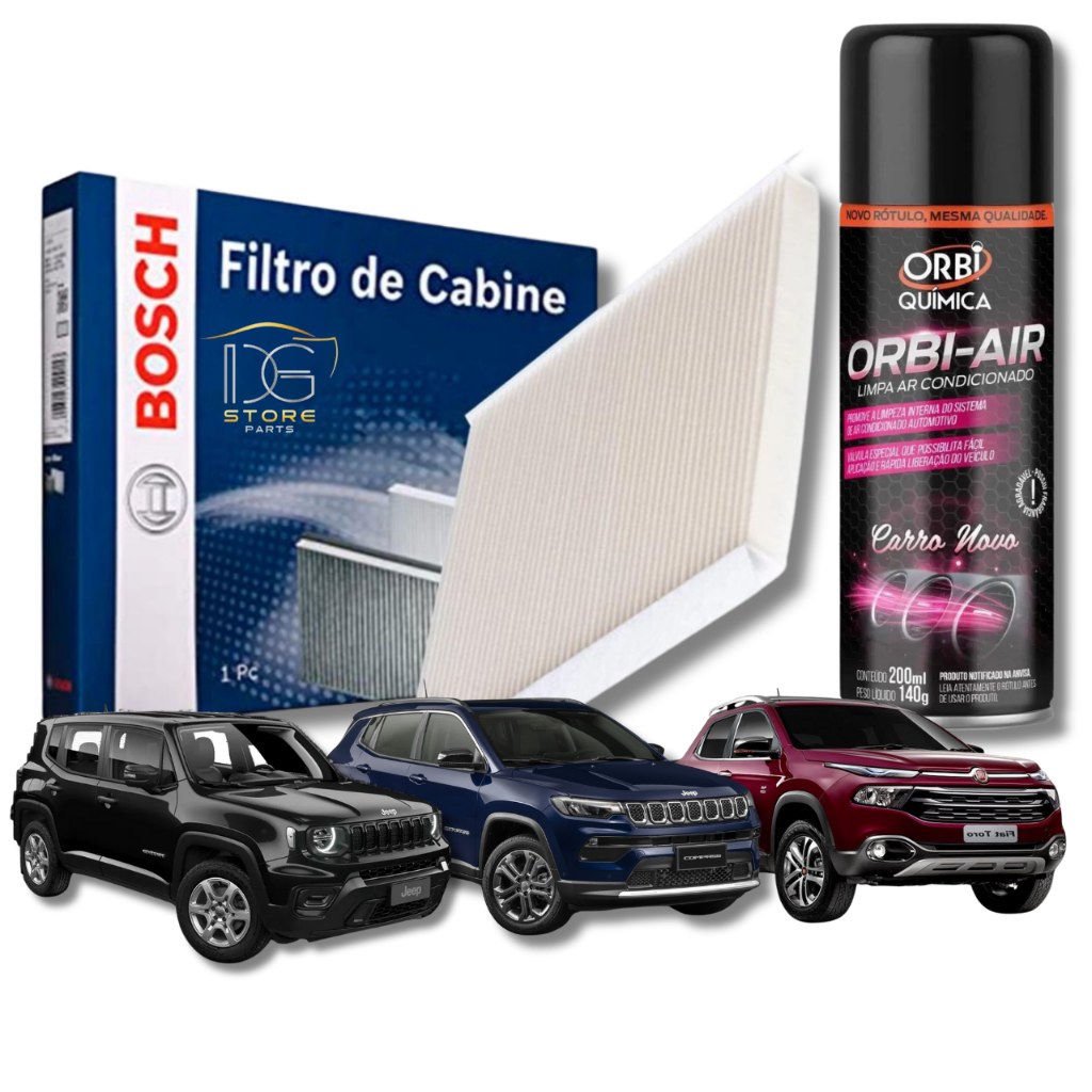 Filtro De Cabine Ar Condicionado Bosch Jeep Renegade Compass Fiat Toro+Spray Higienizador|0986BF0655 - Spare Parts and Accessories for Vehicles