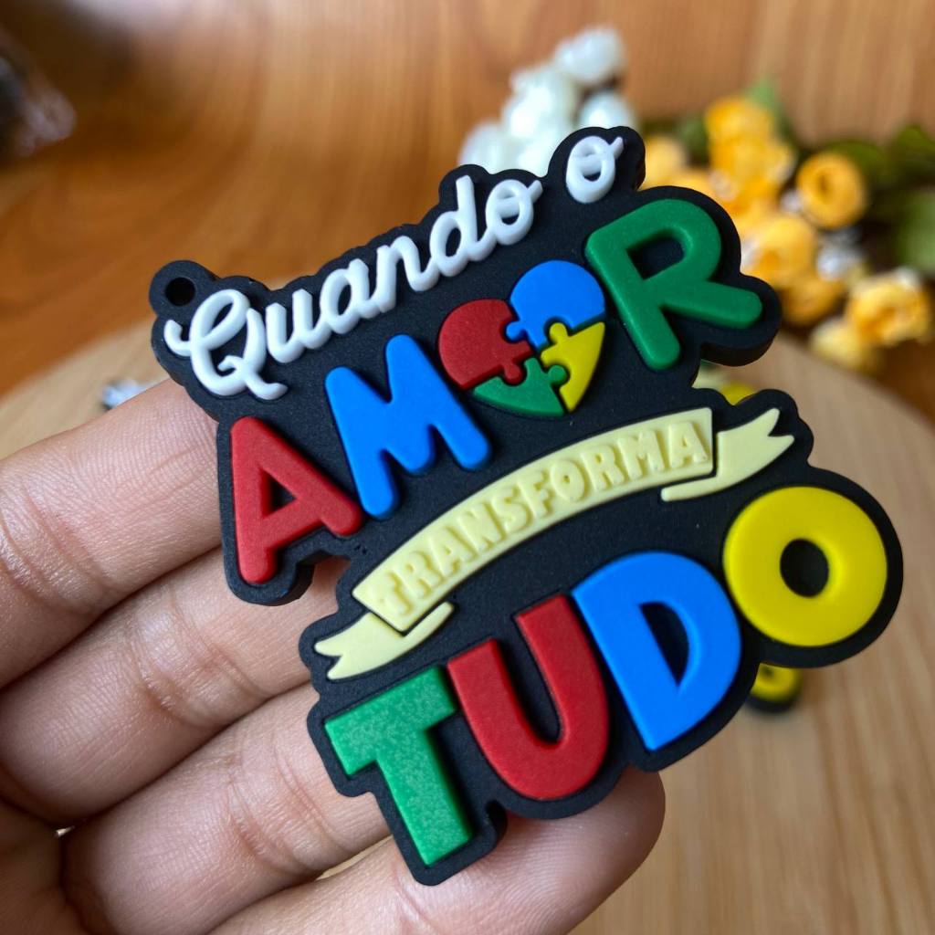 Emborrachado Autismo Frase 5cm. 10un ou mais. Pingente Cod.100237 — imagem 2 de 2