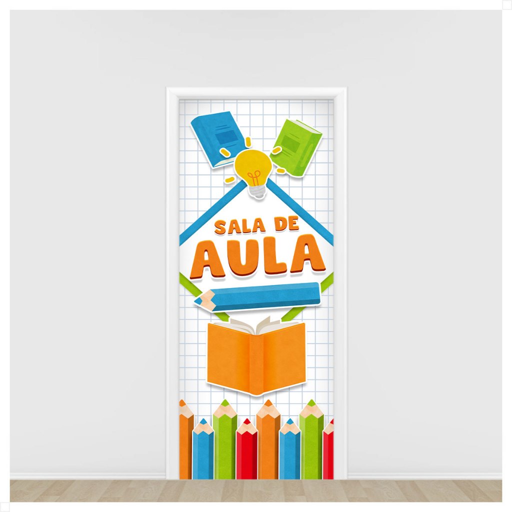 Capa De Porta Sala De Aula Decorativa Tecido Com Elástico 0,85x2,10m - ANV-3035 em Oferta na Shopee