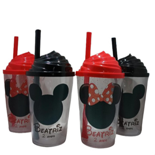 KIT COPO TWISTER PERSONALIZADO 300ML MICKEY E MINNIE (TAMPA CHANTILLY) em Oferta na Shopee