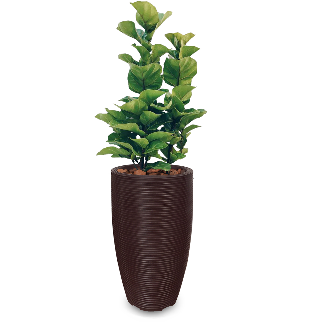 Vaso De Planta Flores Decorativo 60x38 Cm Redondo Pilão Coluna Em Resina Plastico Polietileno R