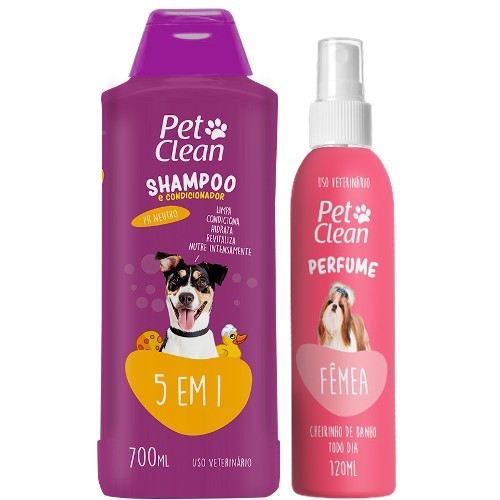 Kit Shampoo 5 em 1, Filhotes, Neutro + Perfume Para Cachorro E Gato Banho E Tosa