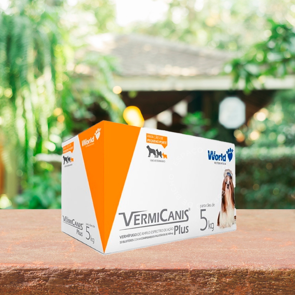 Vermífugo para cachorro 5kg - Vermicanis 400mg Cães 5Kg PET Caixa 4 Comprimidos - World