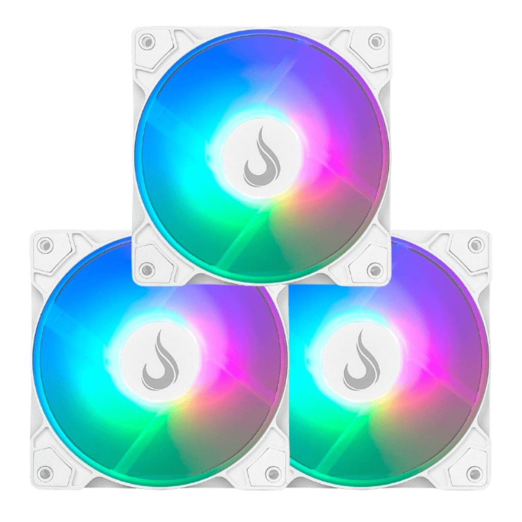 Kit 3 Cooler Fan LED Argb Branco White 120mm para Gabinete Pc Gamer Rise Mode Profissional