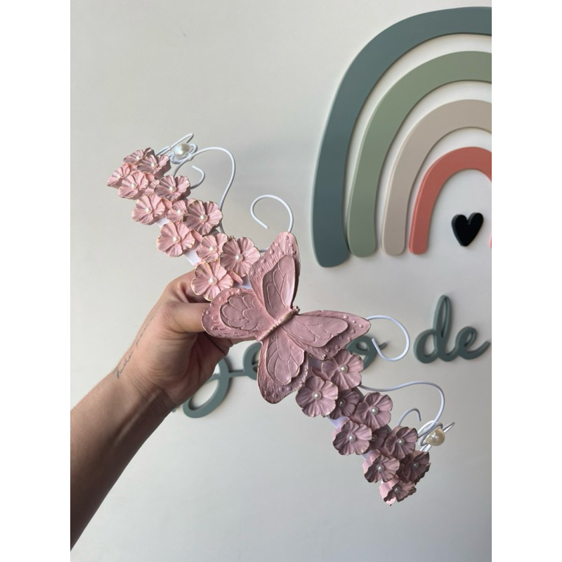 Dossel De Luxo Borboleta Rose Suporte para Mosquiteiro