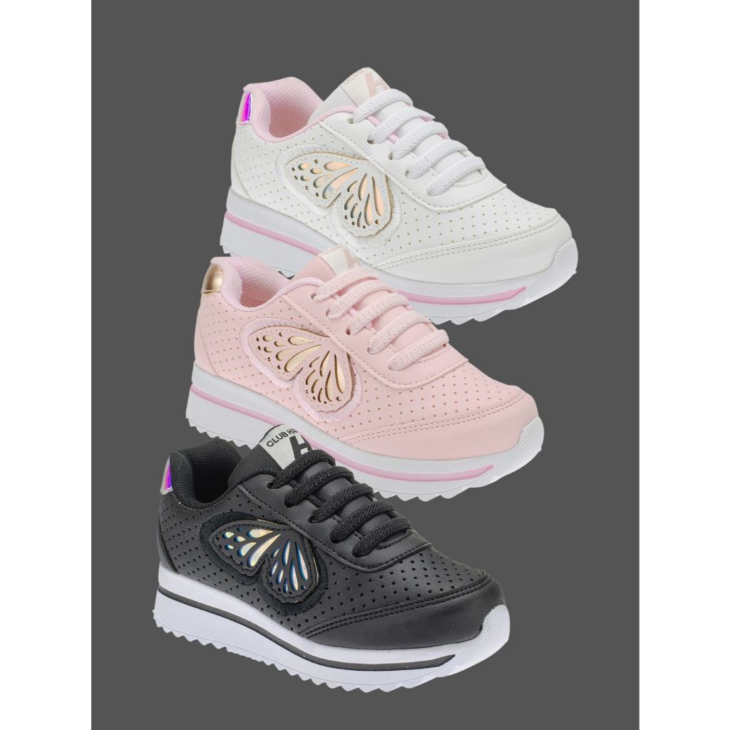 Kit Tenis Infantil Feminino Menina Com 03 Pares Sapato Infantil