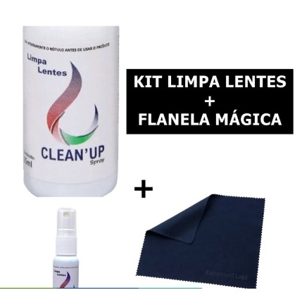 Kit de Limpa Lentes e Telas Clean Up 25ml Óculos Tv LCD Plasma Celular + flanelas