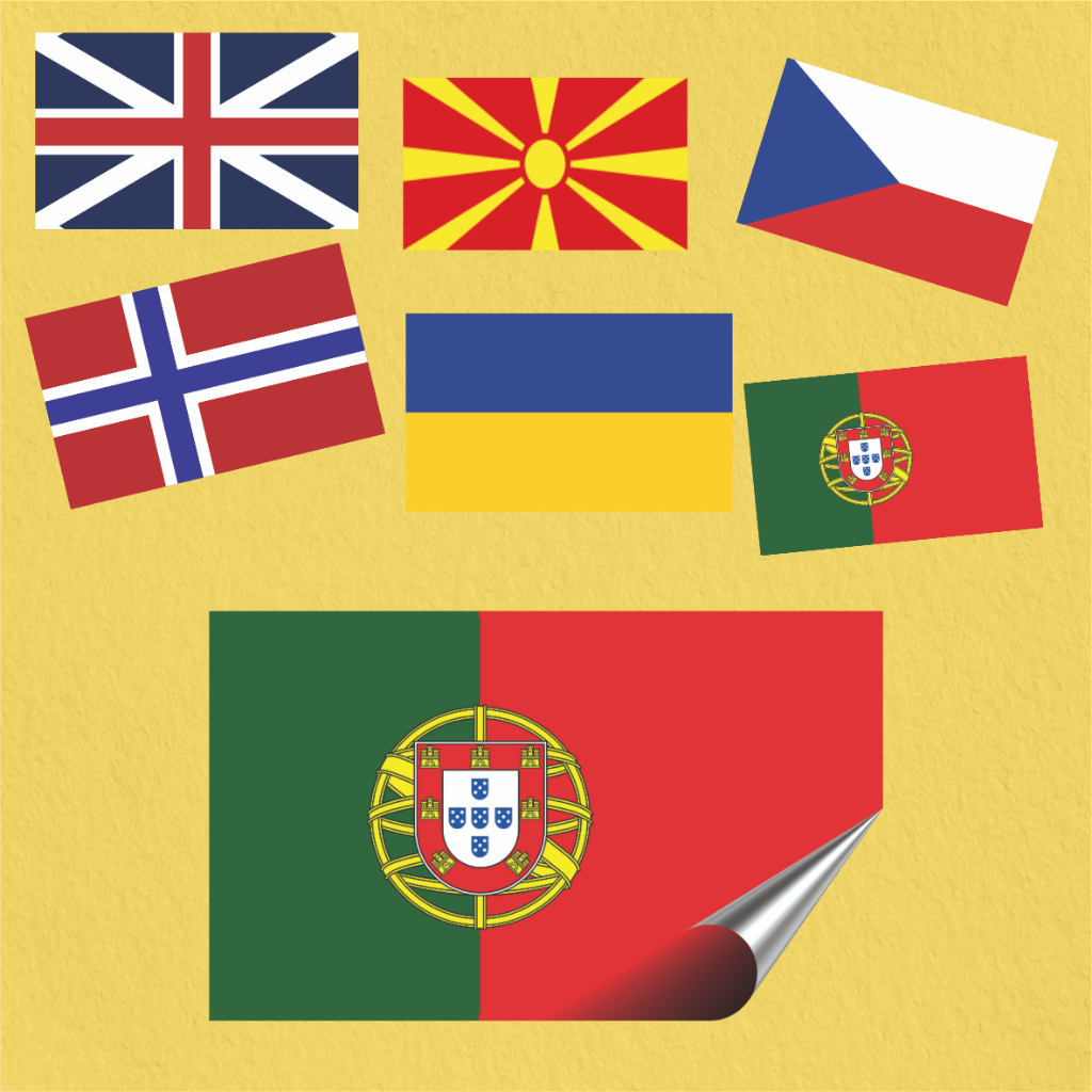 Adesivo - Bandeira_Países - 6 cm - EUROPA 2  - Suécia; Russia; R.Tcheca; Portugal; Espanha
