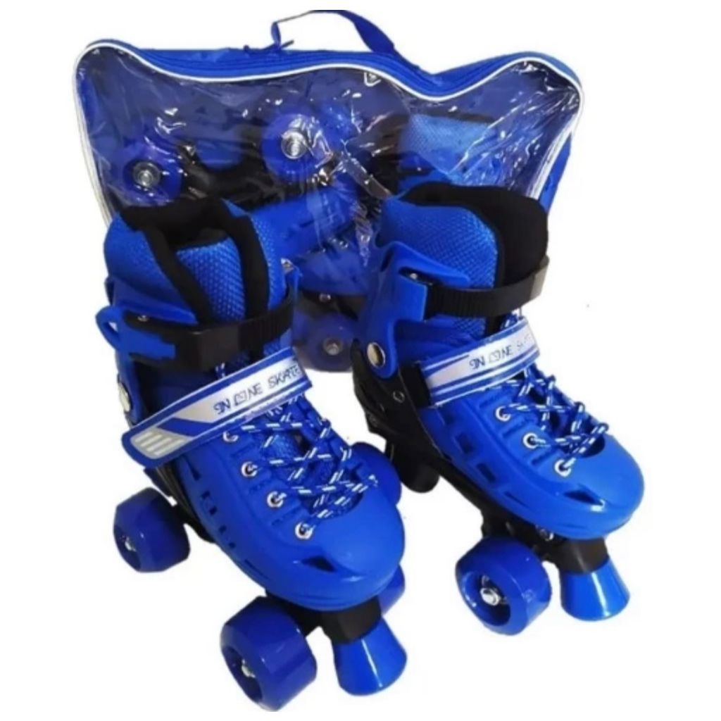 Patins Roller 4 rodas Quad Tamanho Regulável 29 até 40 rosa e azul