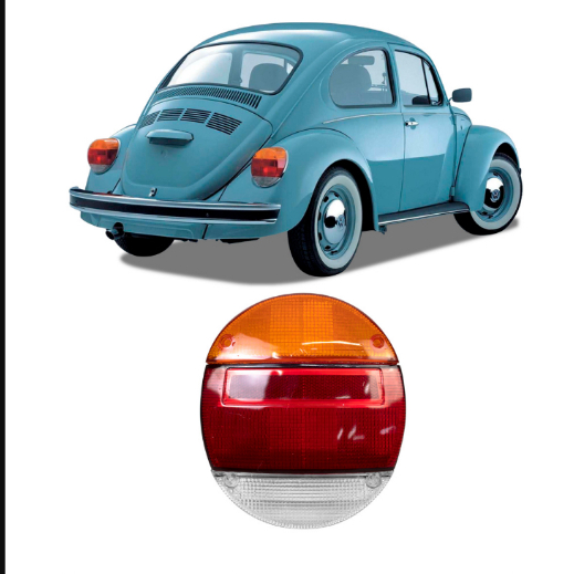 PAR LENTE DA LANTERNA TRASEIRA VW FUSCA 1600 FAFA VERMELHA/AMBAR RE CRISTAL LADO DIREITO/ LADO ESQUERDO PLASTICO AG MARC 1051
