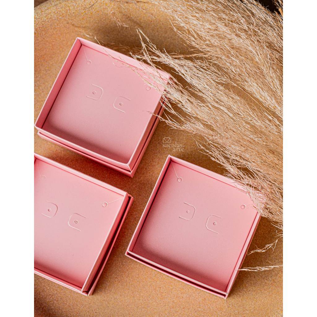 50 Caixa de Joias de Papel Rosa com Berço - 7,5cm x 7,5cm x 3,5cm em Oferta na Shopee