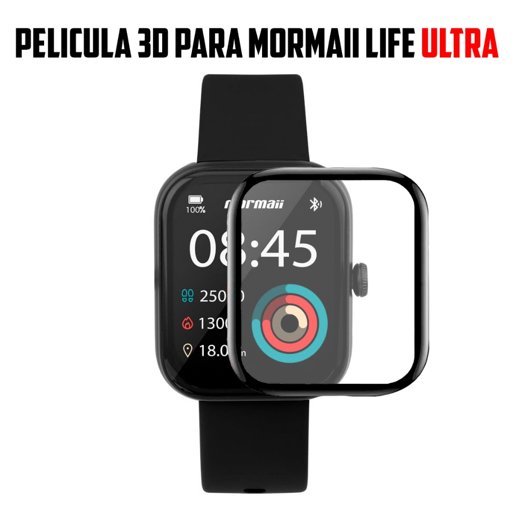 Pelicula 3D para Smartwatch Mormaii Life ULTRA 1.91 super resistente pelicula com borda 3d