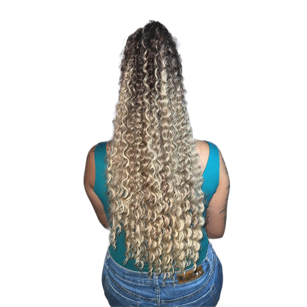 Rabo de Cavalo Cacheado Loiro Orgânico  Extensão Bio Fibra Encaracolado idêntico ao cabelo humano natural volumoso