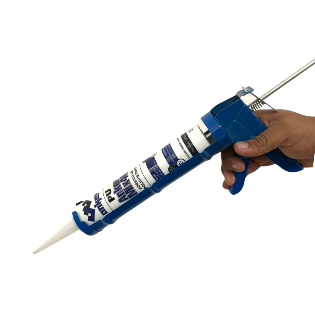 Kit 1 Pistola Aplicador e 6 Silicone Pu40 Cinza Construção