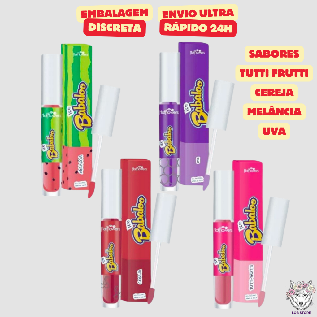 Gloss Labial Babaloo 4ml - Lançamento Hot Flowers - Diversos Sabores Erótico