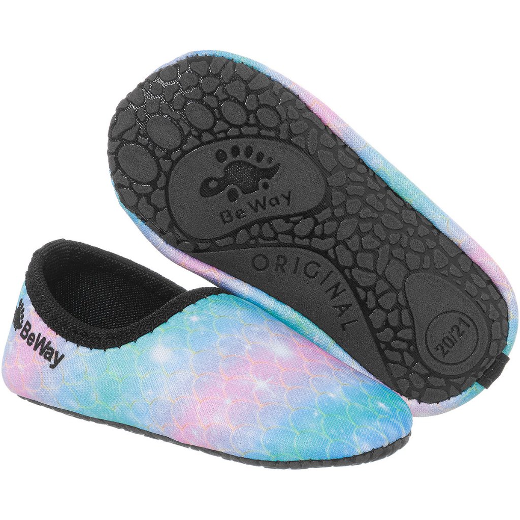 Sapatilha Infantil Verão Antiderrapante Azul/Rosa Be Way Proteção Conforto Praia